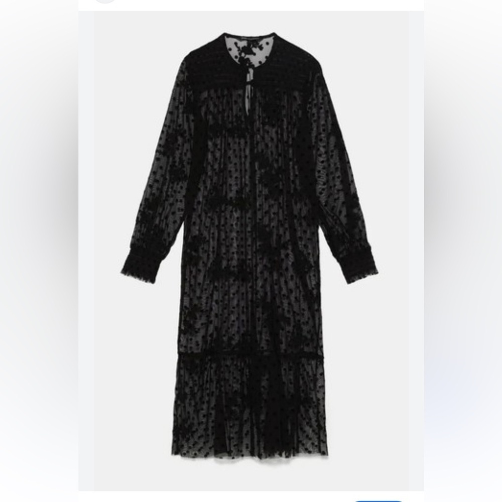 Zara Polka Dot Sheer Dress Womens Size Small Black - Picture 1 of 4